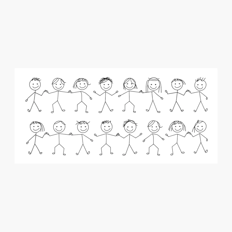 United Stick Figure Group: A Simple Drawing of Togetherness Coffee Mug