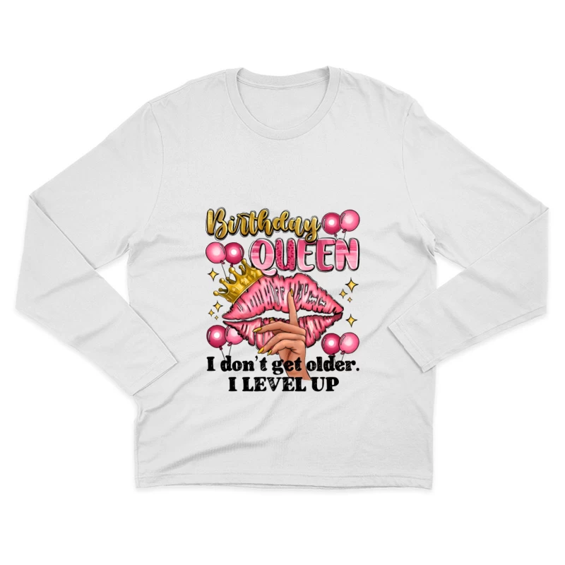 Reine d'anniversaire avec couronne et ballons Homme Manches Longues T-Shirt