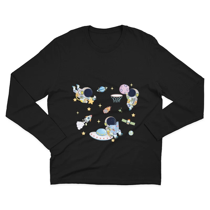 Niedliche Astronauten im Weltraum-Abenteuer Herren Langarm T-Shirt