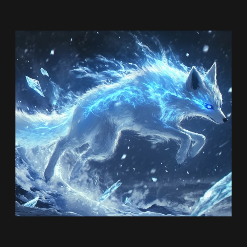 Ethereal Ice Wolf: A Mystical Winter Spirit Mouse Pad