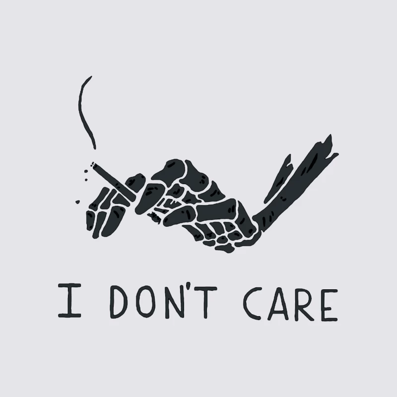 Skeleton Hand with Cigarette and Indifference Throw Pillow