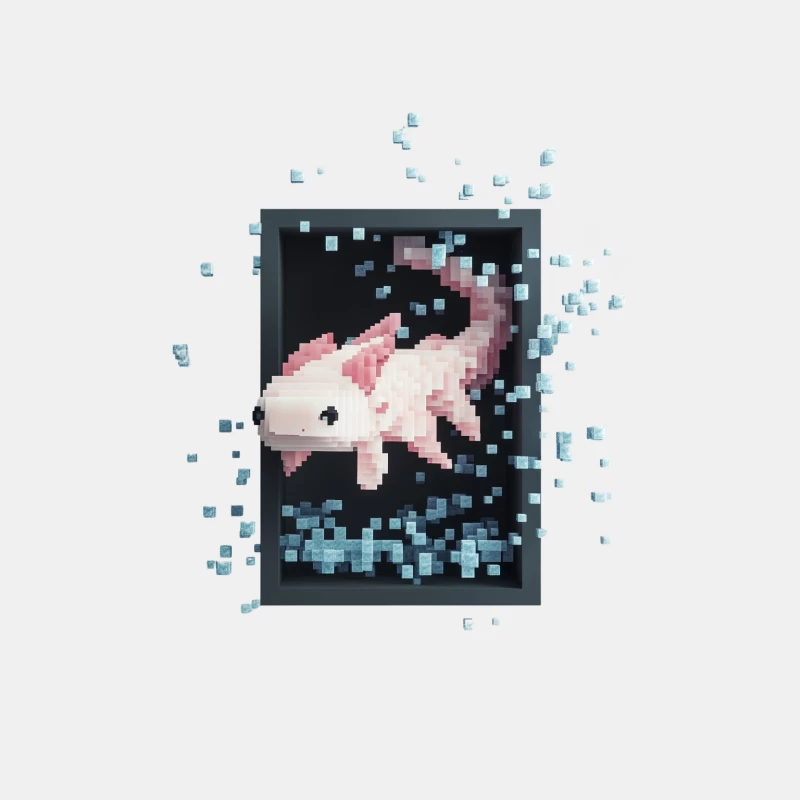 Minecraft Pixelated Axolotl: Underwater 3D Digital Artwork Male Tank Top