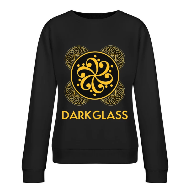 Black and Gold Ornamental Spiral Logo with Darkglass Text Female Pullover Sweatshirt