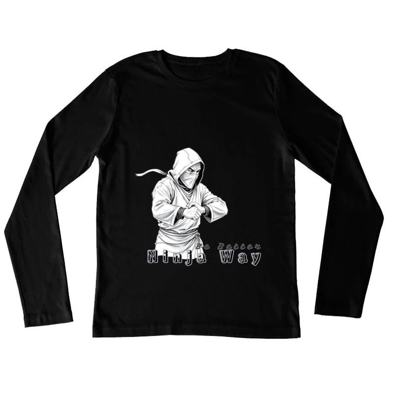 Masked Ninja Warrior in White Hood - The Ninja Way Female Long Sleeve T-Shirt