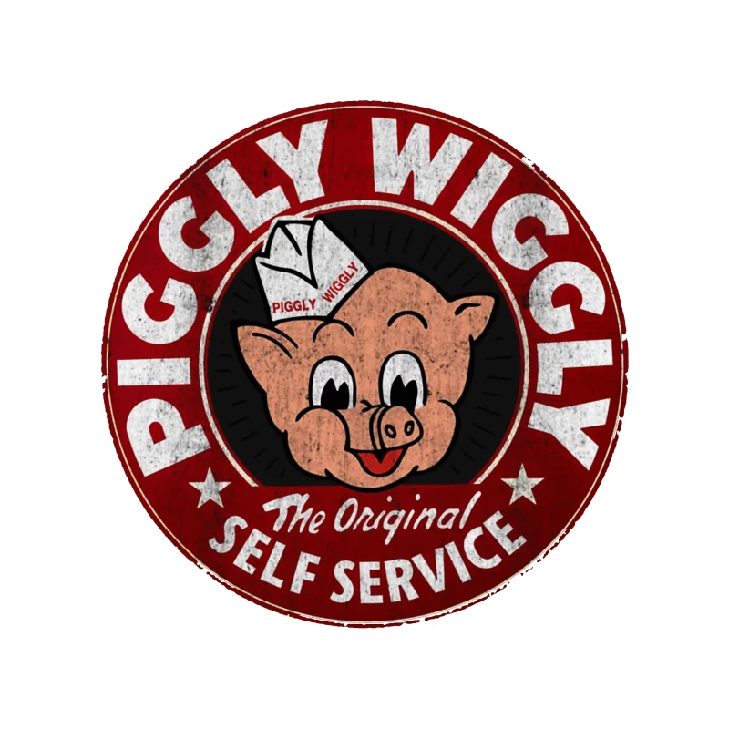 Vintage Piggly Wiggly Self-Service Grocery Store Logo Throw Pillow