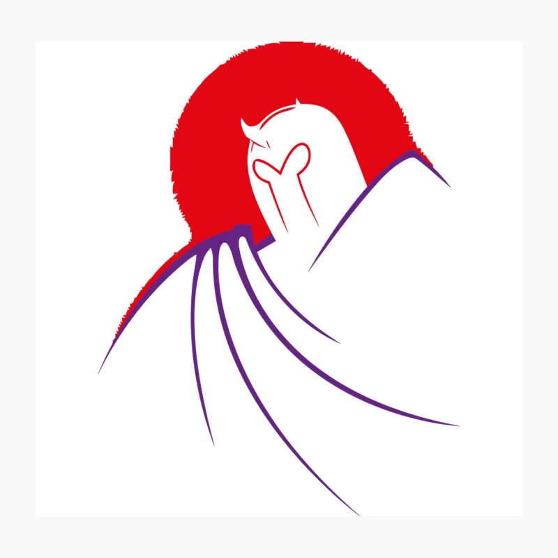Minimalist Devil Logo with Red Circle and Purple Wings Throw Pillow