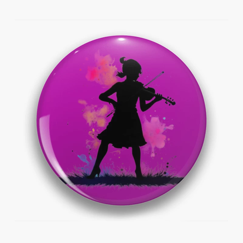 Colorful Silhouette of a Girl Playing Violin Pin
