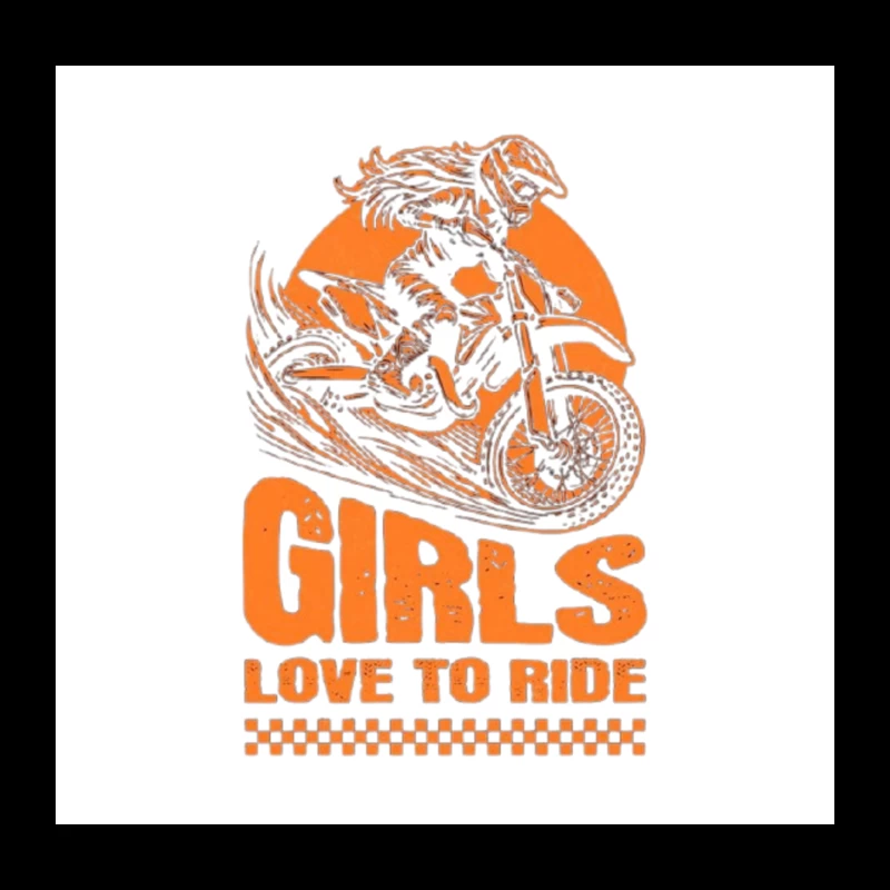 Girls Love to Ride - Motocross Racing Design Throw Pillow