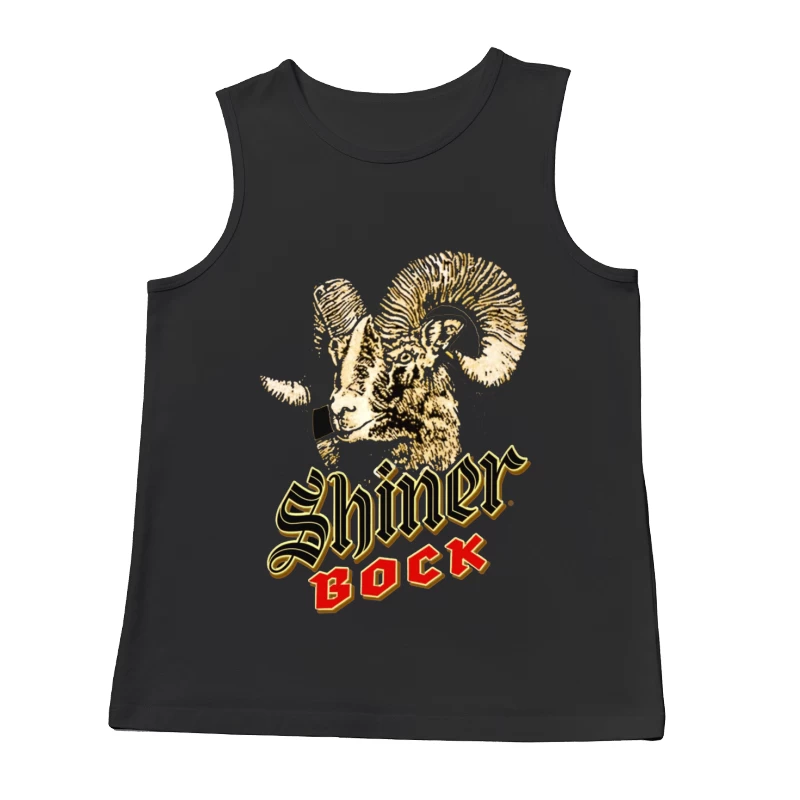 Vintage Shiner Bock Beer Logo with Golden Ram Head Design Male Tank Top