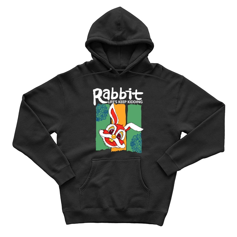 Fröhlicher roter Hase mit buntem Hintergrund Herren Pullover Hoodie