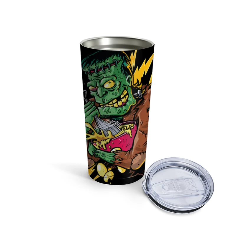 Playful Cartoon Frankenstein Monster with Food Travel Mug