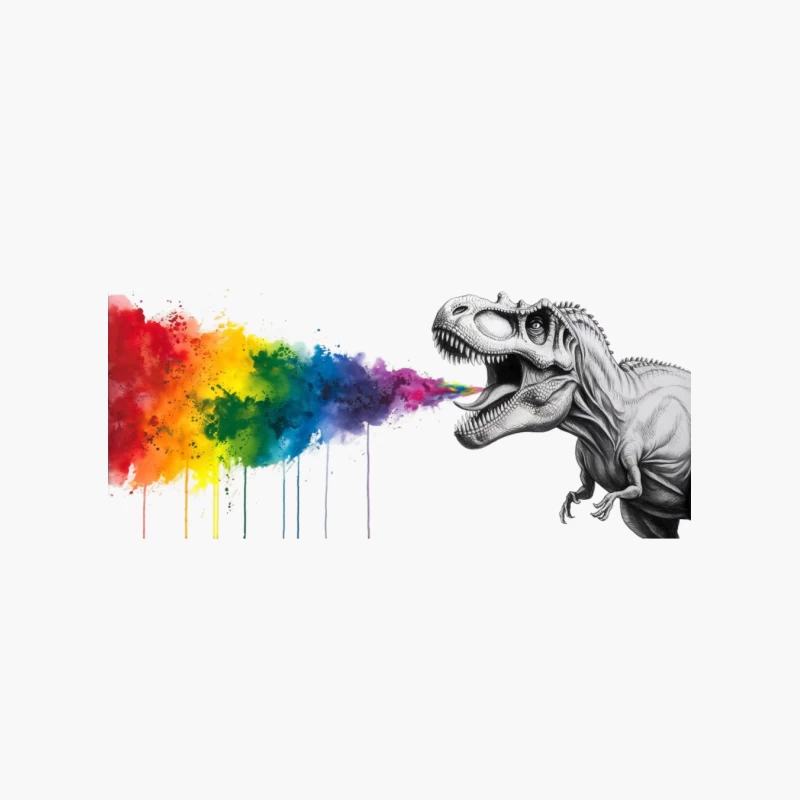 Roaring Creativity: T-Rex Breathes Rainbow Art Cotton Tote Bag