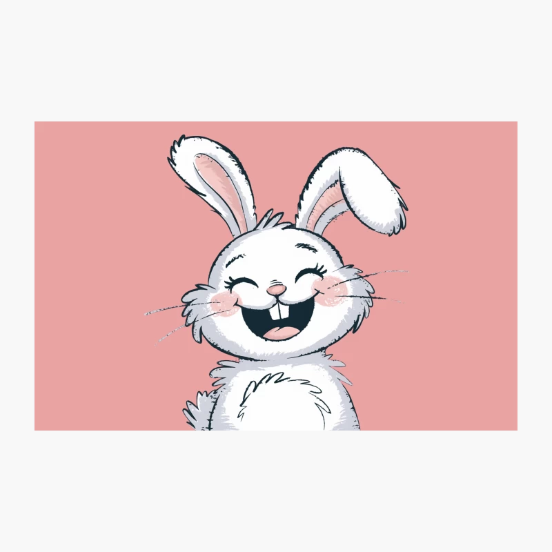 Adorable Smiling Cartoon Bunny: A Cheerful White Rabbit Illustration Travel Mug