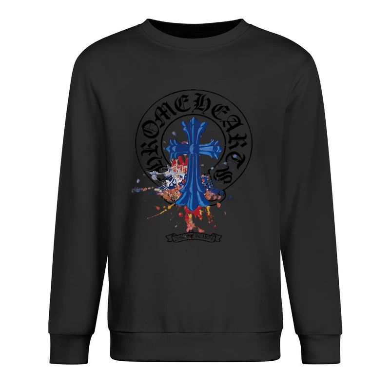 Blaues Kreuz auf gesprenkeltem Hintergrund Herren Pullover Sweatshirt