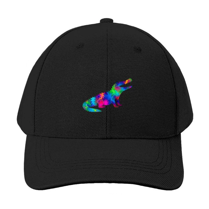 Rainbow Tie-Dye Dinosaur Digital Art Baseball Cap