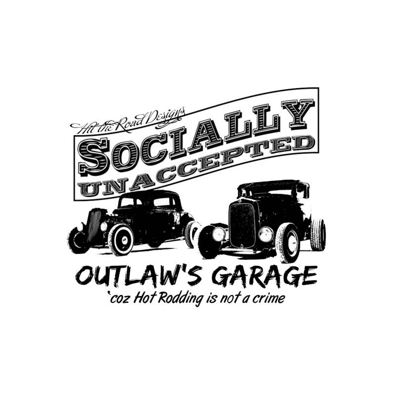 Socially Unaccepted Hot Rod Garage Vintage Design Throw Pillow