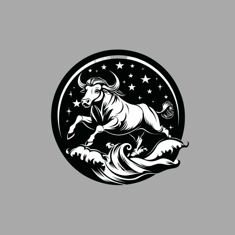 Celestial Taurus: Starry Bull Zodiac Illustration Female Pullover Hoodie