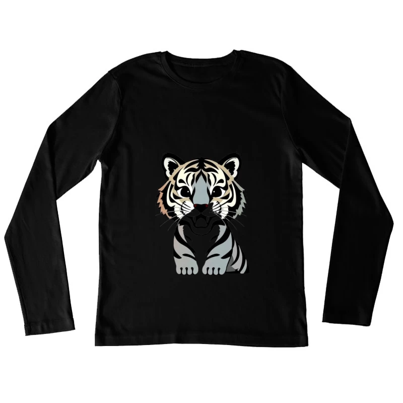 Cartoon Illustration of a Tiger Female Long Sleeve T-Shirt