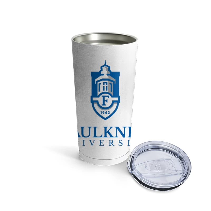 Faulkner University Logo - Educational Shield with Church Spire Design from 1942 Travel Mug