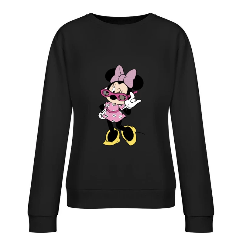 Minnie Mouse avec lunettes de soleil et robe rose Femme Sweat-shirt à enfiler