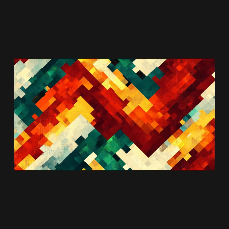 Vibrant Geometric Abstract: A Pixelated Digital Art Pattern Desk Mat