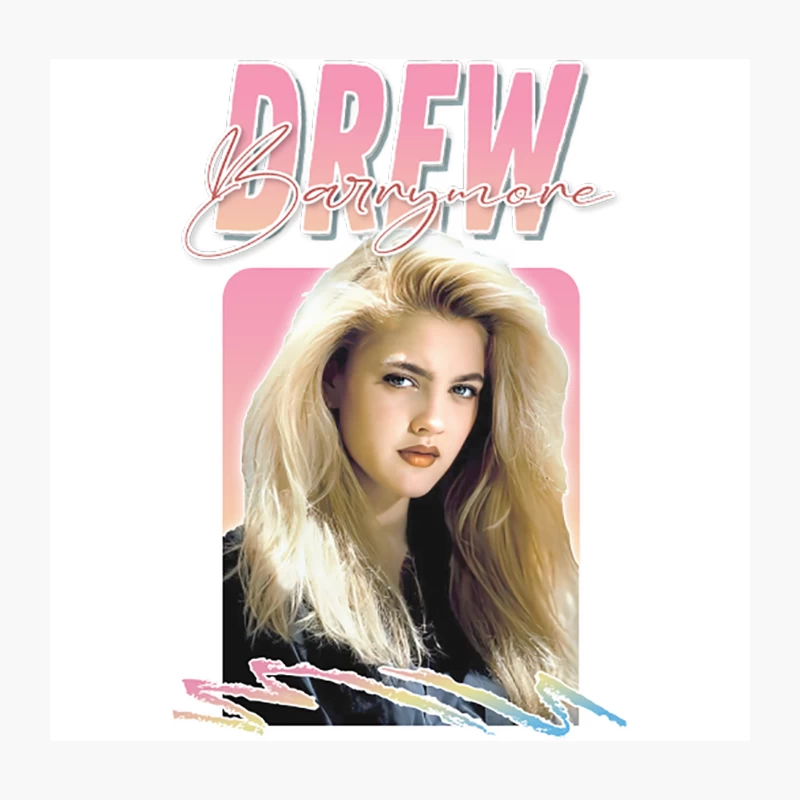 Drew Barrymore  90s Retro Graphic Design Throw Pillow