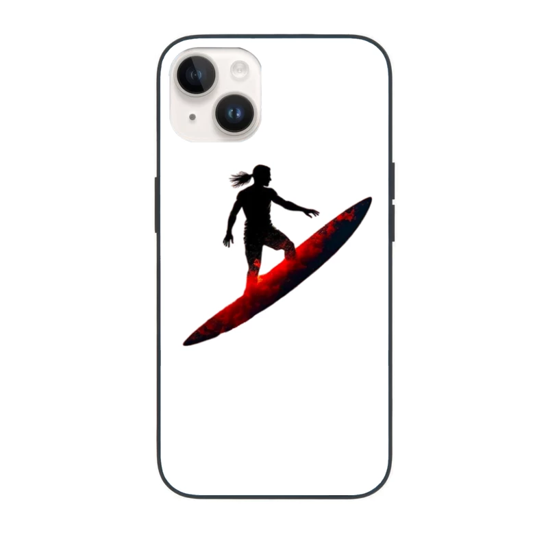 Dramatic Red Surfing Silhouette Art iPhone Case