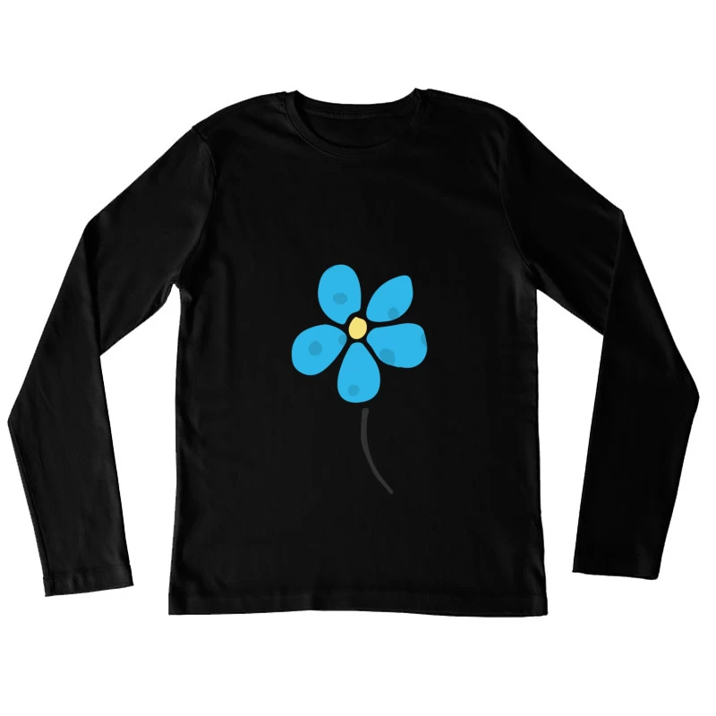 Fleur bleue minimaliste Femme Manches Longues T-Shirt