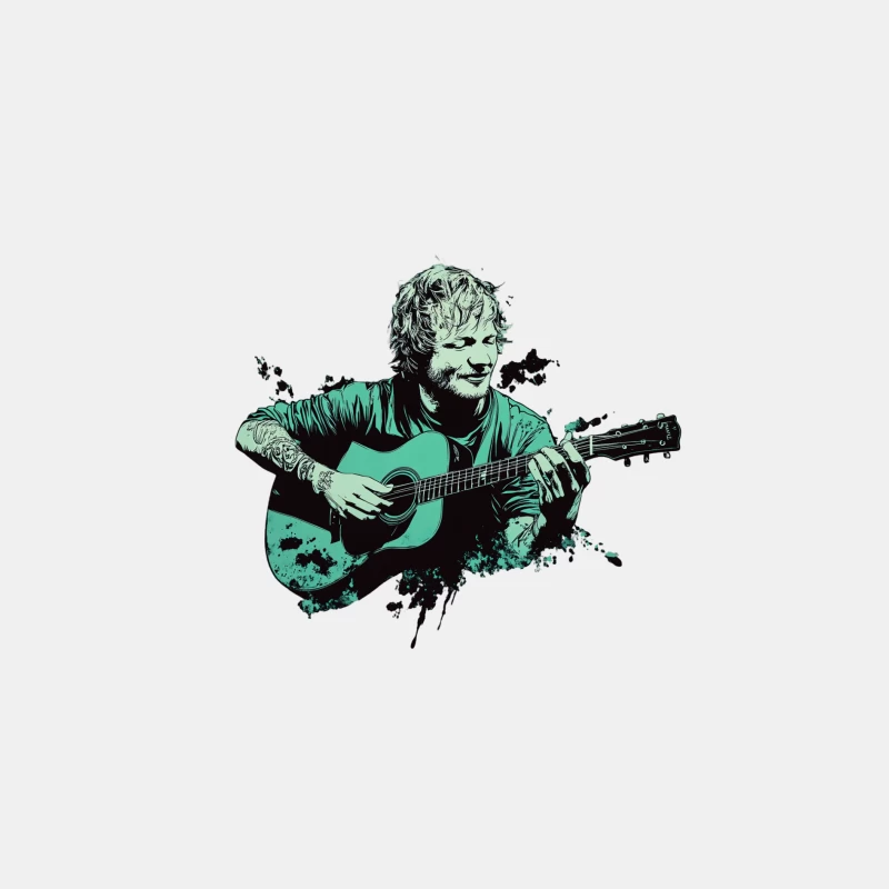 Artistic Illustration of Acoustic Guitar Performer Male Tank Top
