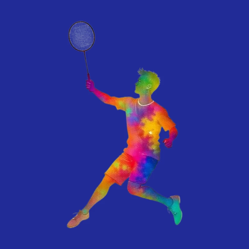 Colorful Badminton Player in Action Throw Pillow