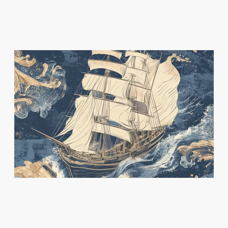 Vintage Nautical Illustration of Sailing Ship on Stormy Seas Travel Mug