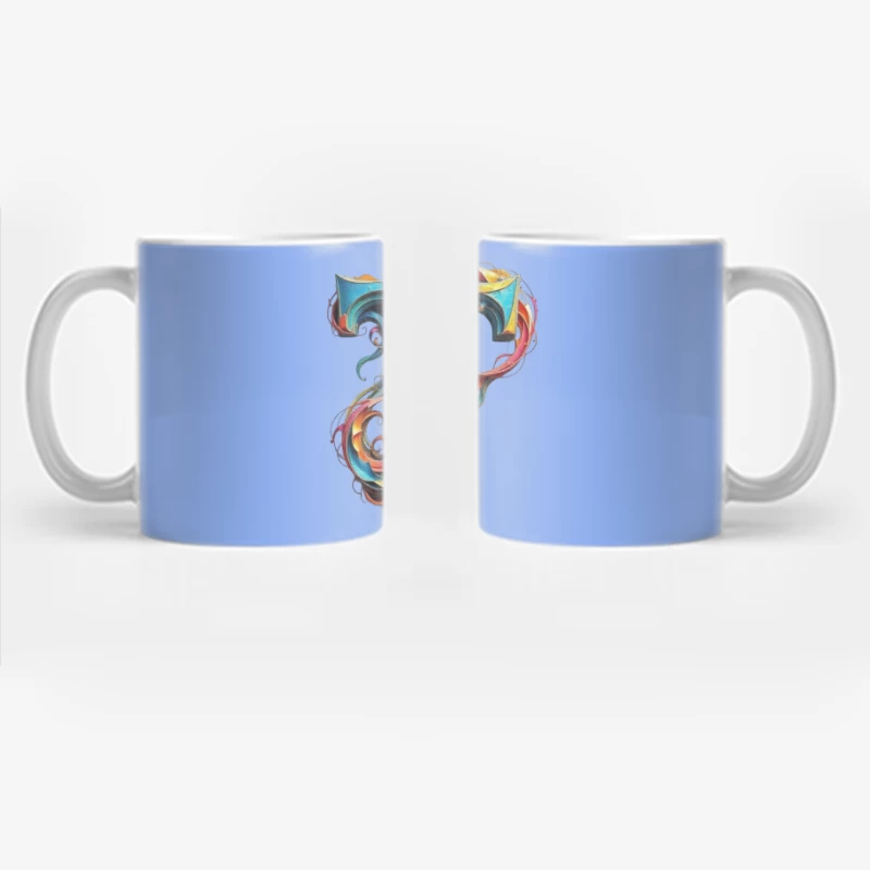 Ornate Colorful Typography: Decorated Letter T Illustration Coffee Mug