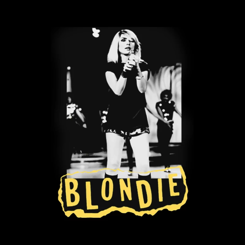 Iconic Blondie Concert Performance in Black and White, 1970s Pin