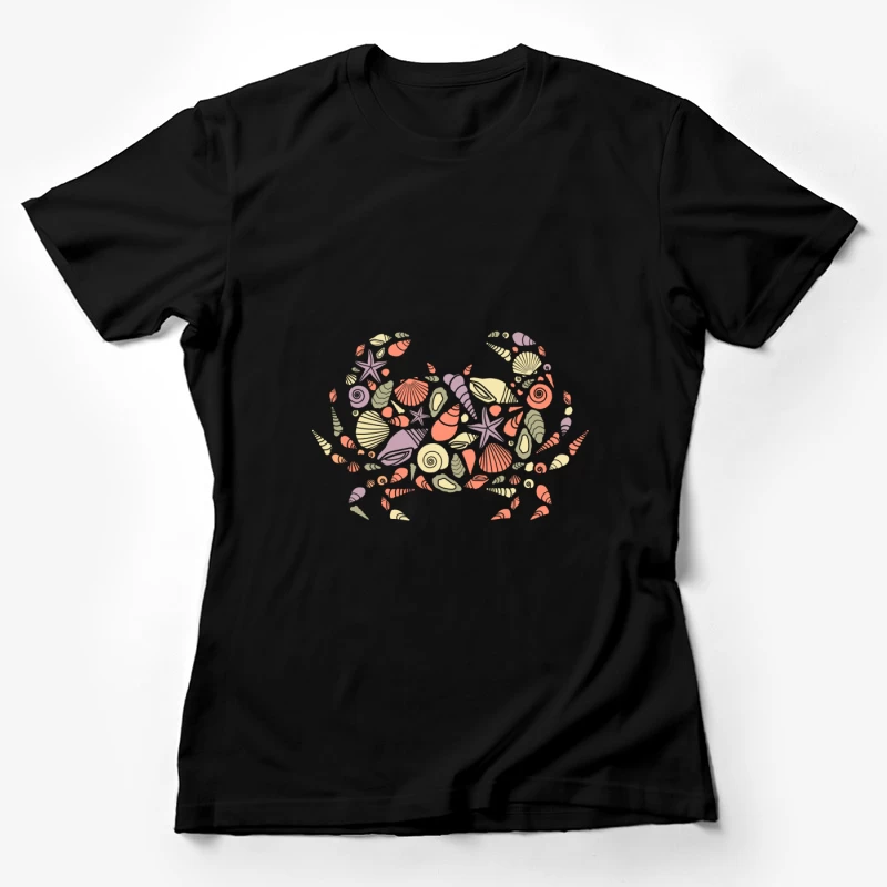 Crabe composé de coquillages colorés Femme T-Shirt