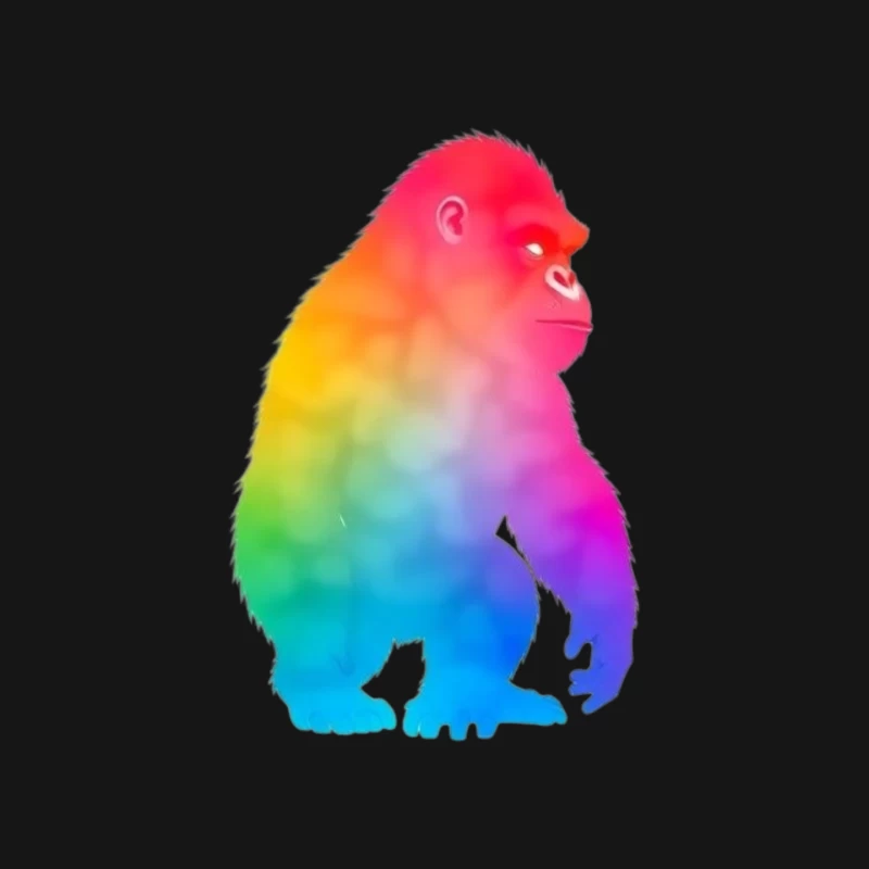 Rainbow Gradient Gorilla Silhouette Art Mouse Pad