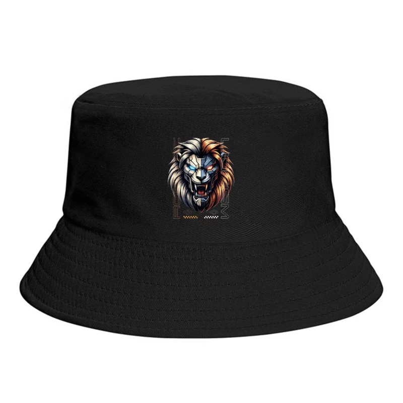 Cyberpunk Lion with Mechanical Face Bucket Hat