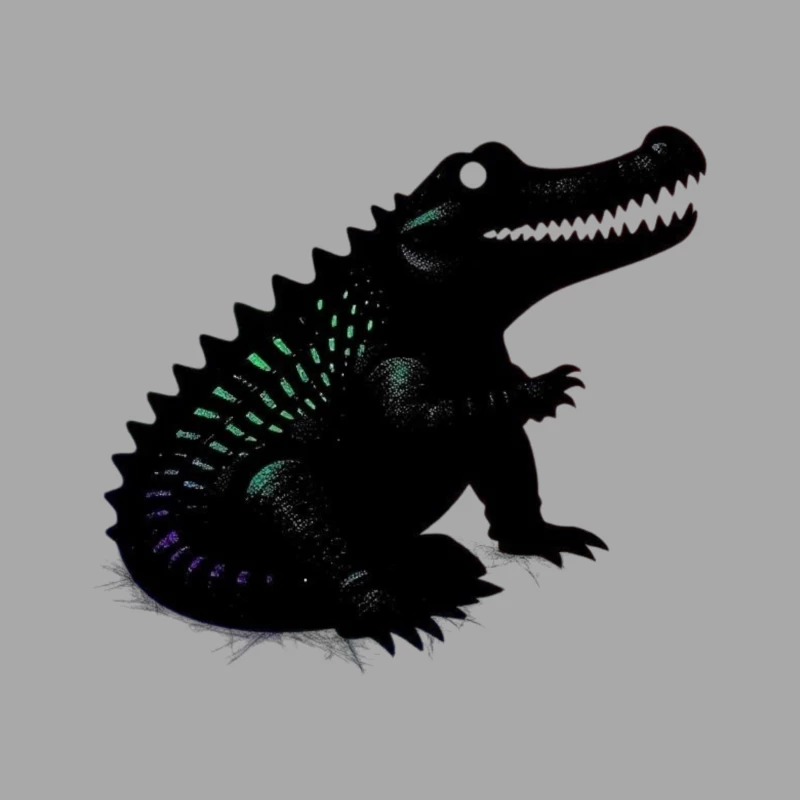 Cute Black Alligator Silhouette with Iridescent Details Male Pullover Hoodie