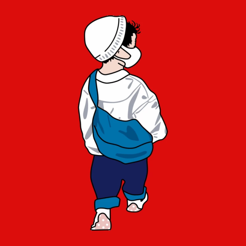 Kleinkind mit weißer Mütze und blauer Tasche Herren Tanktops