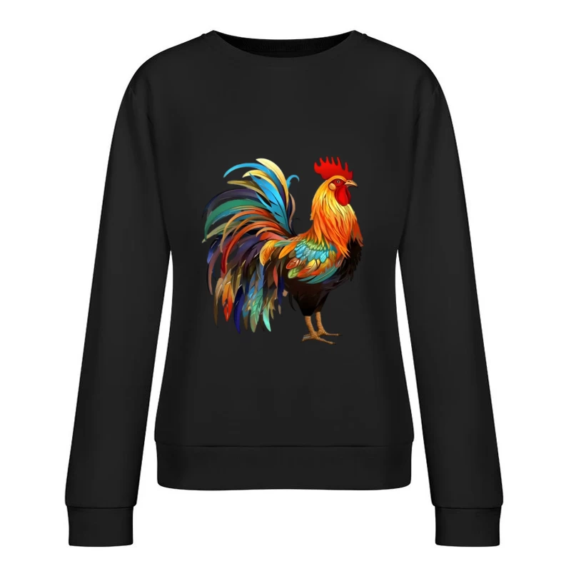 Bunter kunstvoller Hahn Damen Pullover Sweatshirt