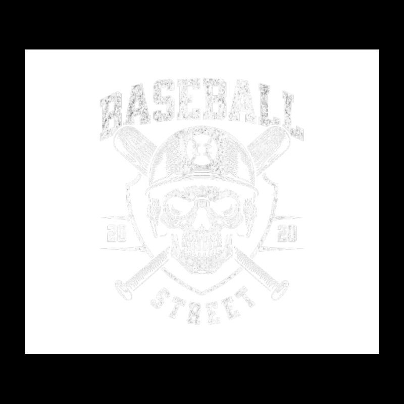 Vintage Baseball Skull with Crossed Bats Monochrome Logo Tapestry