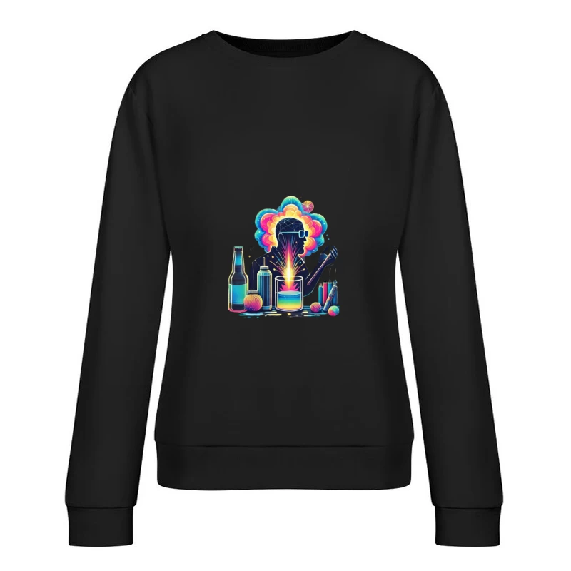 Colorful Mind: Creative Science and Imagination Illustration Female Pullover Sweatshirt