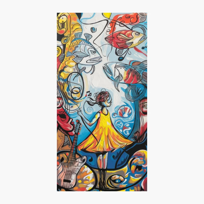 Surreal Musical Aquarium: A Colorful Abstract Composition iPhone Case