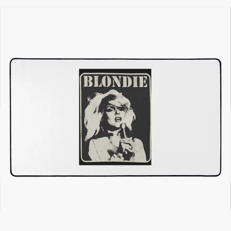 Vintage Black and White Blondie Band Promotional Poster Desk Mat