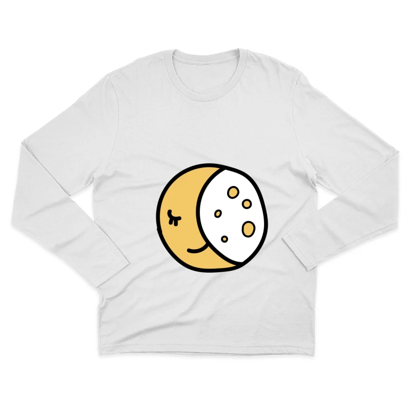 Visage de lune simple avec sourire Homme Manches Longues T-Shirt
