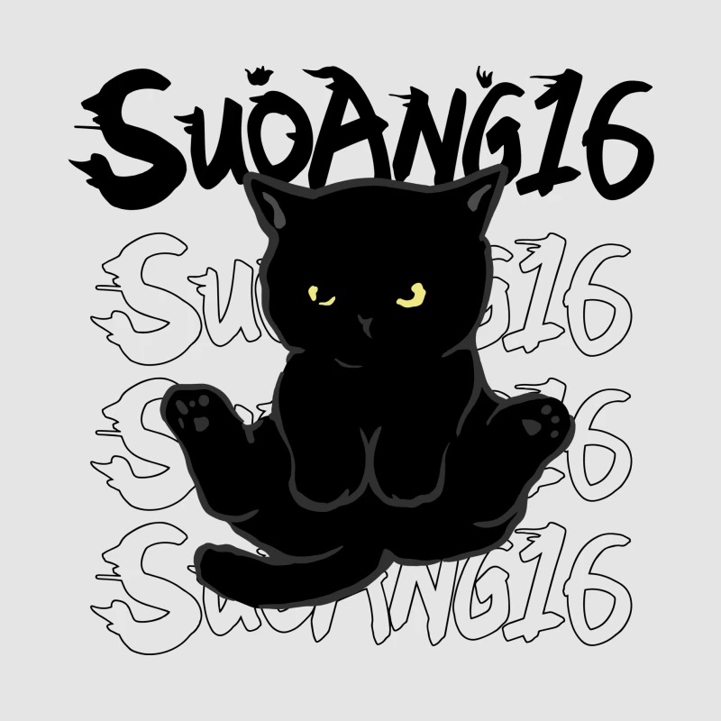 Niedliche schwarze Katze Illustration Herren Pullover Hoodie