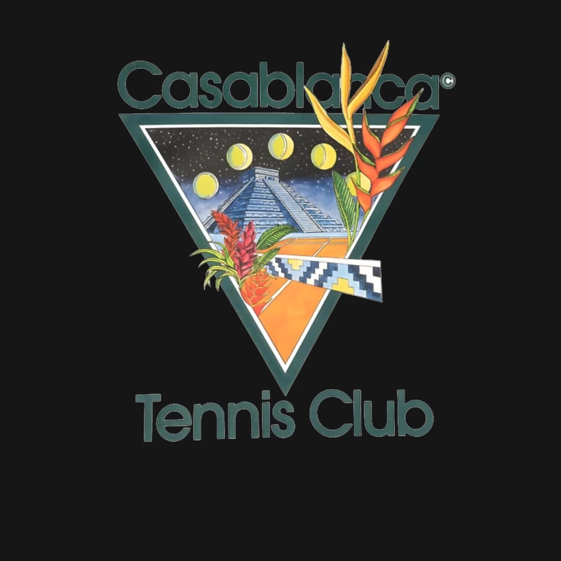 Casablanca Tennis Club Tropical Retro Logo with Mayan Motif Male Long Sleeve T-Shirt