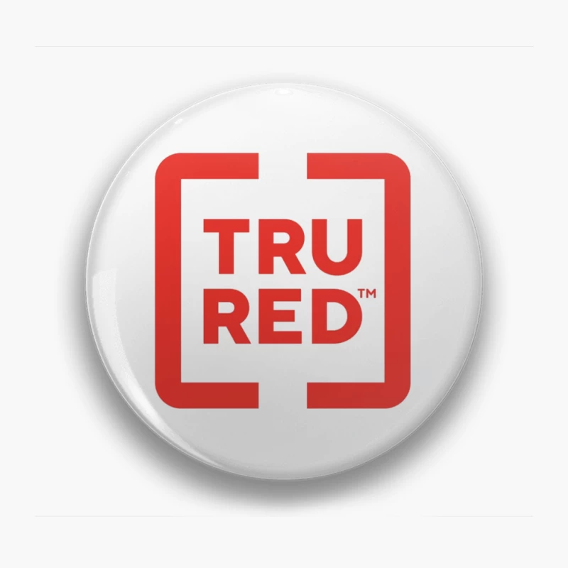 TruRed Minimalist Square Logo Design in Red and White Pin