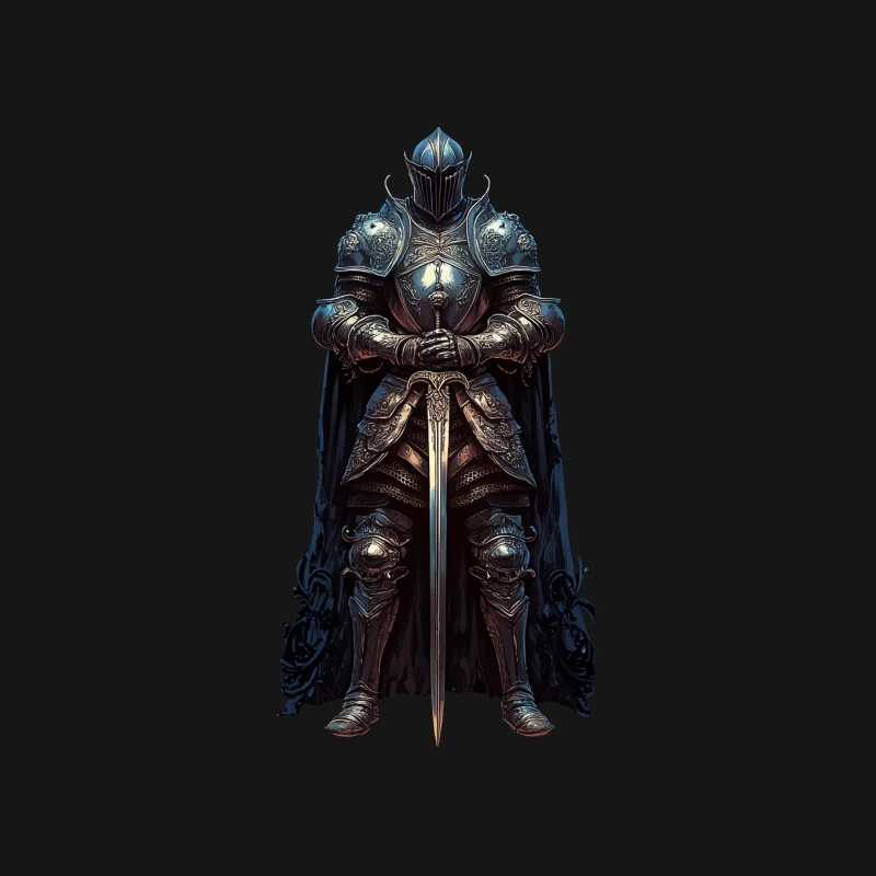 Medieval Knight in Dark Fantasy Armor Mouse Pad