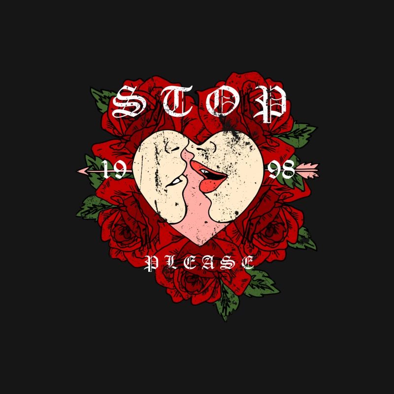 Design romantique avec cœur et roses Homme Manches Longues T-Shirt