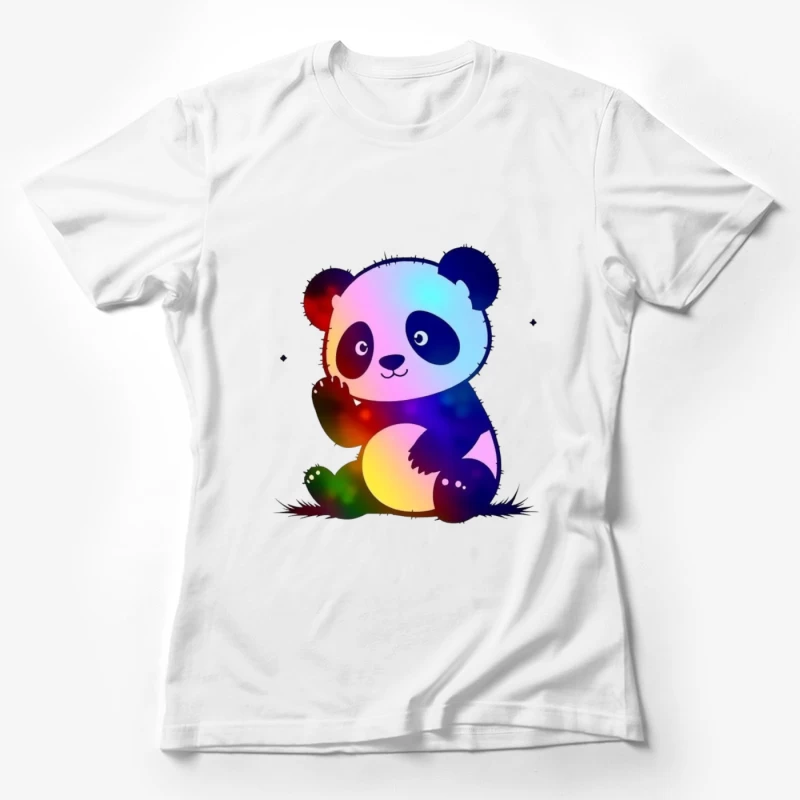 Cute Rainbow Gradient Panda Cartoon Illustration Female T-Shirt